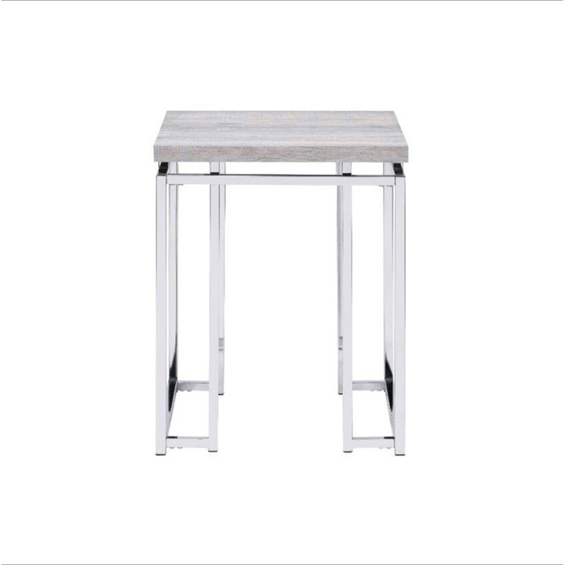 Square End Table with Metal Sled Base