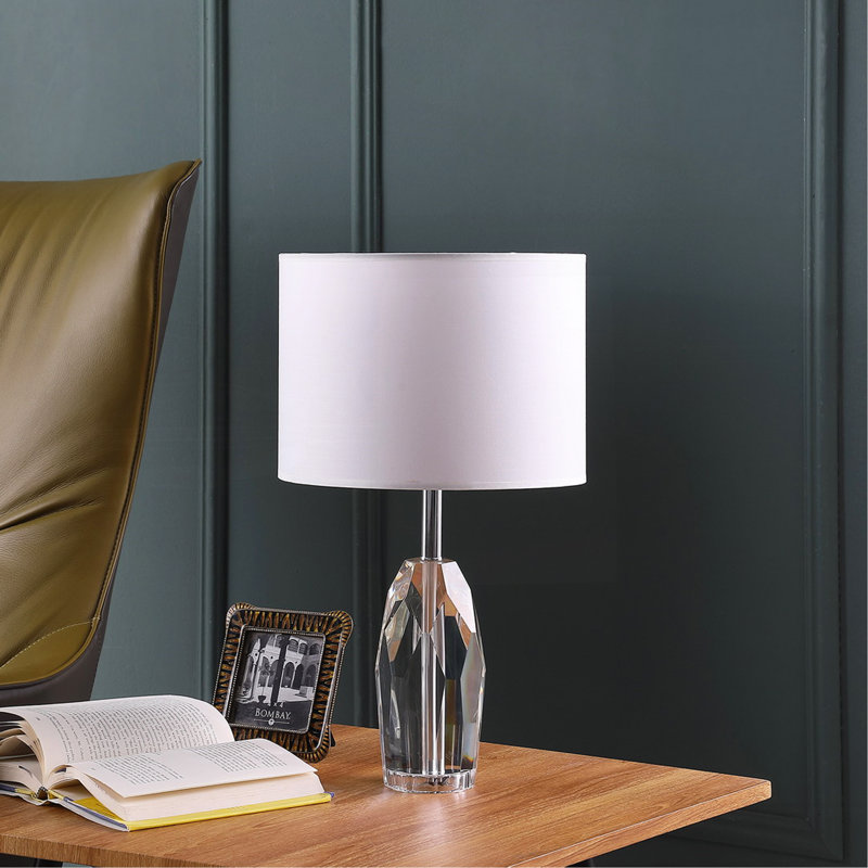 19" Dodecahedron Solid Crystal Prism Table Lamp in Chrome Silver