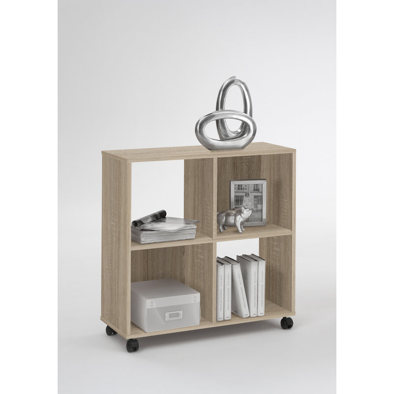 78cm H x 72cm W Solid Wood Cube Bookcase, Oak
