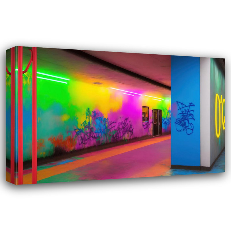 «Subway Neon Graffiti Hallway» par Stephen Chambers, impression sur toile tendue, L 18 po x H 15 po