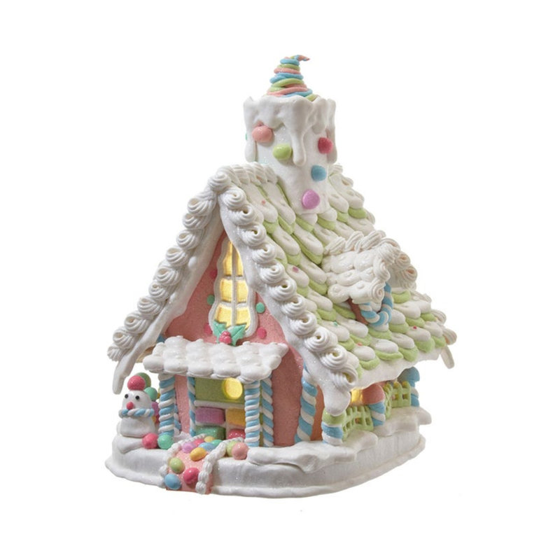 Kurt Adler Battery-Operated LED Light Up Pastel Gingerbread House, 12.5in