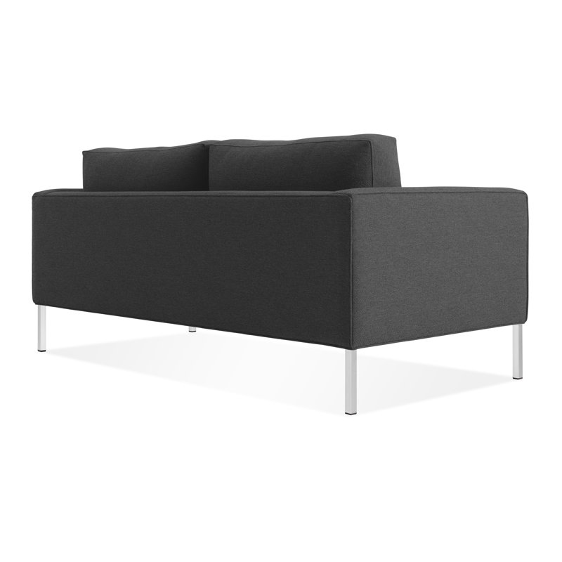 Paramount Sofa, Sanford Black Polyester Blend, Stainless Steel, 32" H x 95" W x 34" D