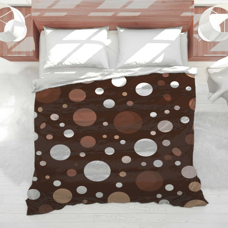 Édredon à pois moderne Mid-Century, Édredon simple extra long, Pois bruns