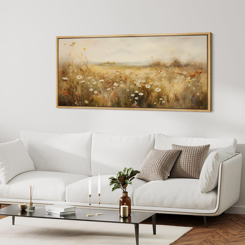 «Vibrant Wildflower Floral», impression sur toile, H 30 po x l 60 po, Naturel