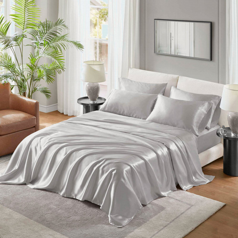 Luxury Sheet Set, Twin Coverlet + 3 Additional Pieces, Light Gray