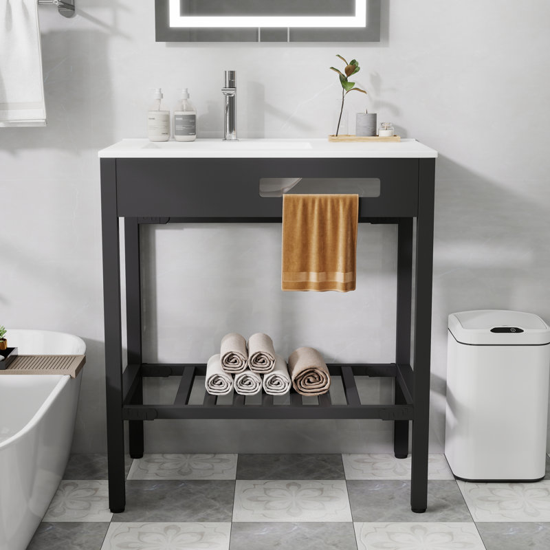 32"X18.5 " Rectangular Console Bathroom Sink With Leg