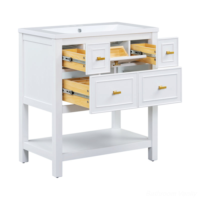 Rangement pour salle de bain Glenland, Blanc