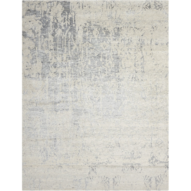 Tapis beige en laine noué à la main à motif abstrait Sachem, Rectangle 3 pi 9 po x 5 pi 9 po