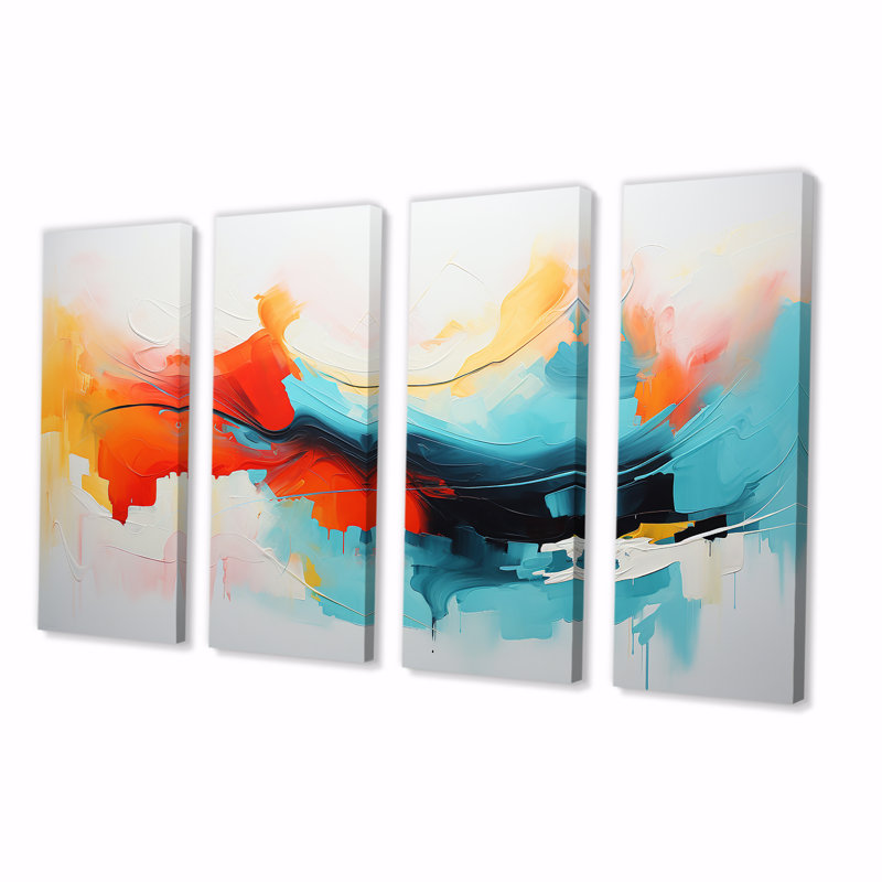 «Colorful Abstract Expression IV», ensemble de 4 peintures murales abstraites, H 32 po x l 64 po