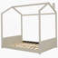 Lit double en velours pour lit double en bois beige-303783144