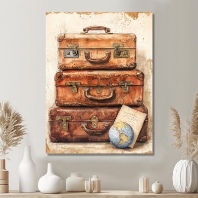 Vintage Travel Suitcases - Retro Metal Wall Decor, Traditional Metal Print
