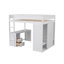 Lit mezzanine double en bois avec garde-robe et bureau à 2 tiroirs avec armoire, blanc