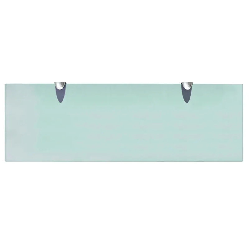 vidaXL Wall Shelf Floating Display Shelf with Clip Brackets Tempered Glass, 0.8cm H x 60cm W x 20cm D, Frosted
