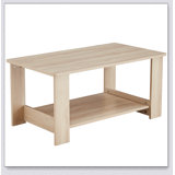 Rectangular Coffee Table with Glass Table Topand Shelf