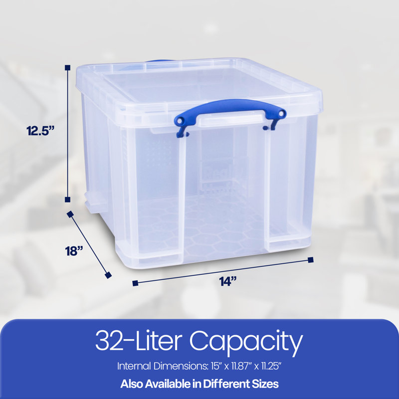 Brayden Studio® 32 Liter Storage Container w/Snap Lock Handles, Clear , 3 Pack