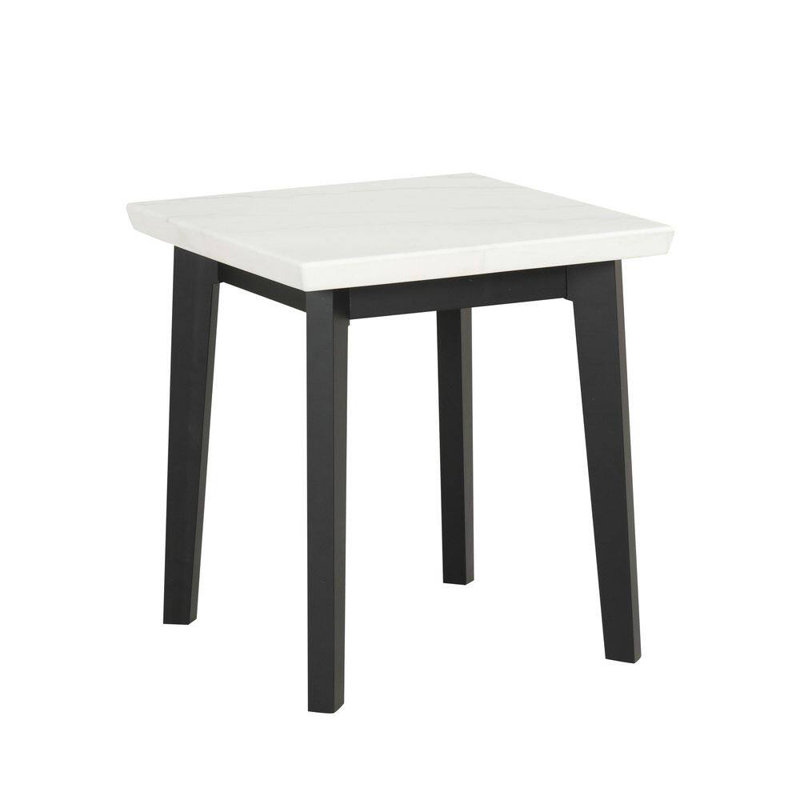 Thisted Contemporary Square Marble End Table - White/Black