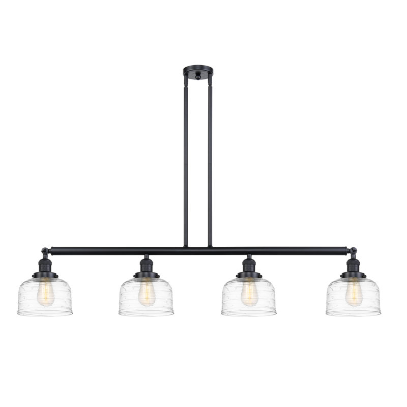 Luminaire suspendu linéaire à 4 lumières pour îlot de cuisine Amanita, H 13 po x l 54 po x P 12 po, Nickel poli, DEL