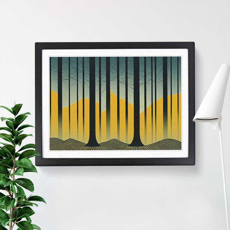 Forest Deco Vol.2 - Single Picture Frame Painting, 46cm H x 64cm W x 2cm D, Black