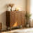 31.5" Walnut Farmhouse Wood Buffet Sideboard with Paper Clip Accent, Multi-Space Storage Coffee Bar Cabinet
