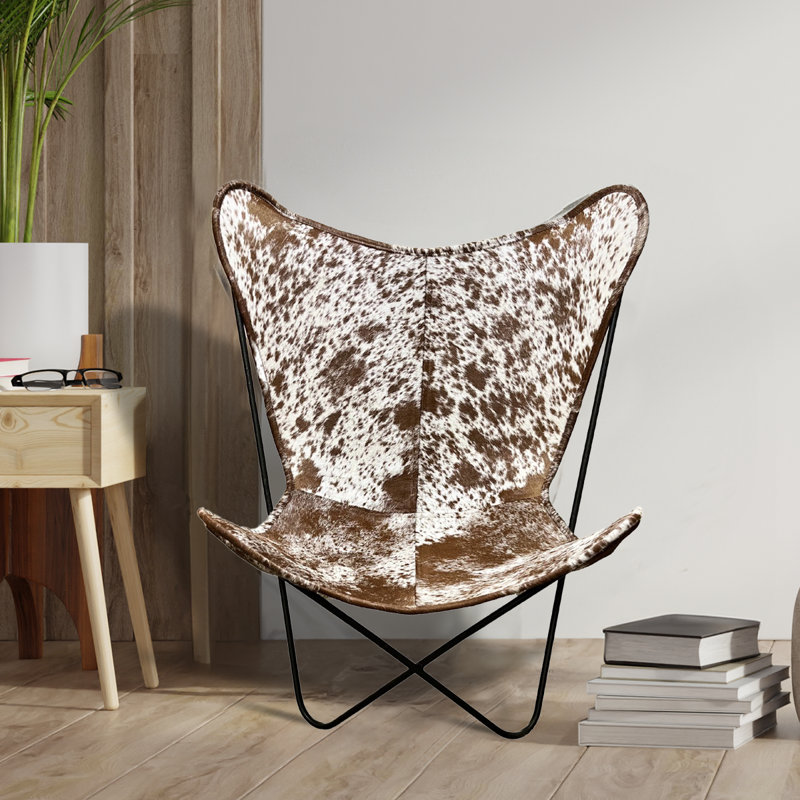 Fauteuil papillon brun sel et poivre