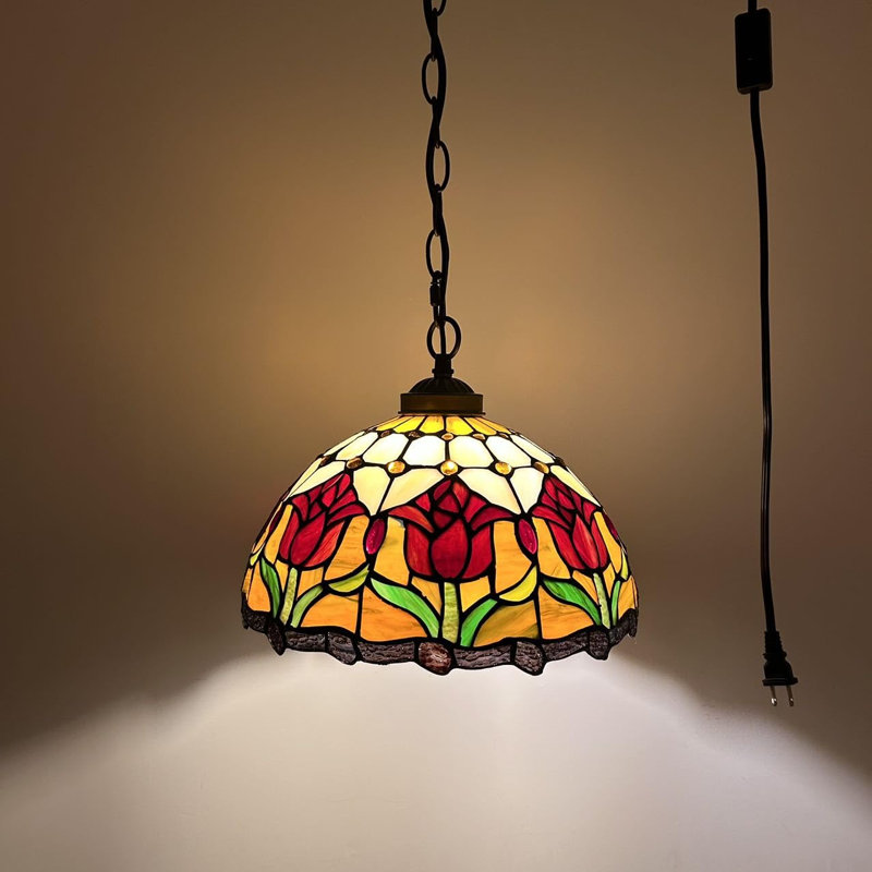 Luminaire suspendu en bronze 1 lumière Wicke, Brun; vert; rouge