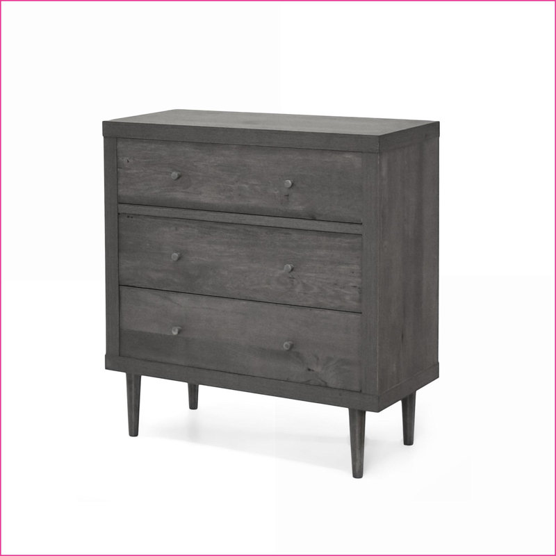 Commodes et amp; Garde-robes | Commode 3 tiroirs Mid-Century | Gris | Panneau de fibres à densité moyenne