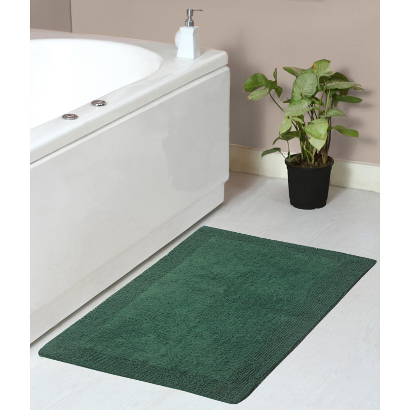 Tapis de bain réversible de couleur unie BRUSS, Vert bouteille, L 21 po x L 34 po