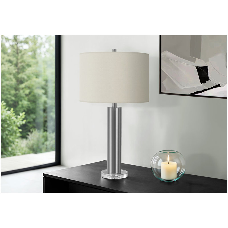 Lighting, 28"h, Table Lamp, Nickel Metal, Ivory / Cream Shade, Contemporary