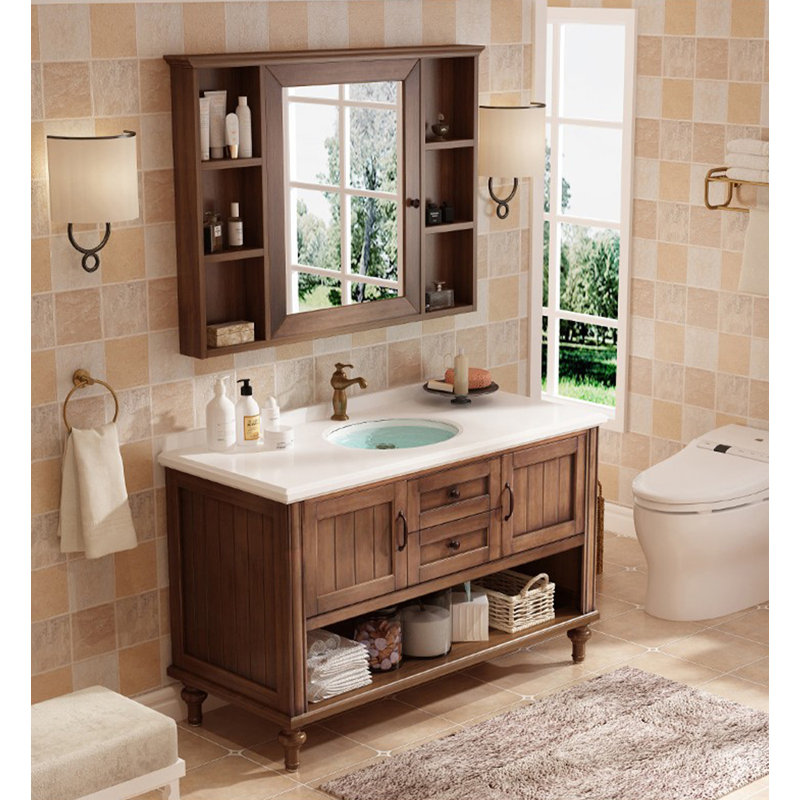 Meuble-lavabo en chêne American Country Style, Brown