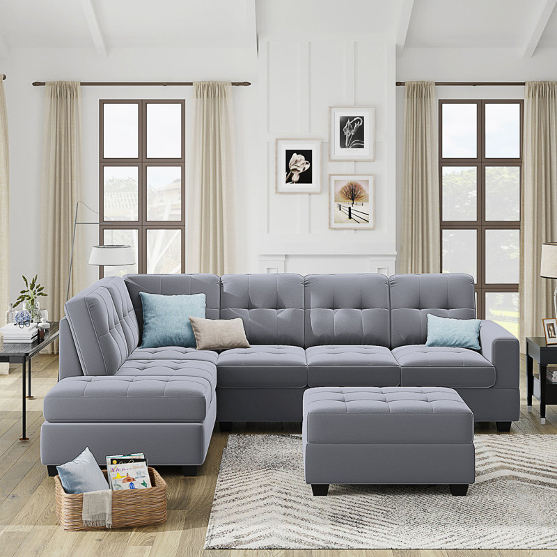 Canapé modulaire moderne, canapé en L avec repose-pieds avec rangement et porte-gobelets, canapé modulaire, canapés modulaires