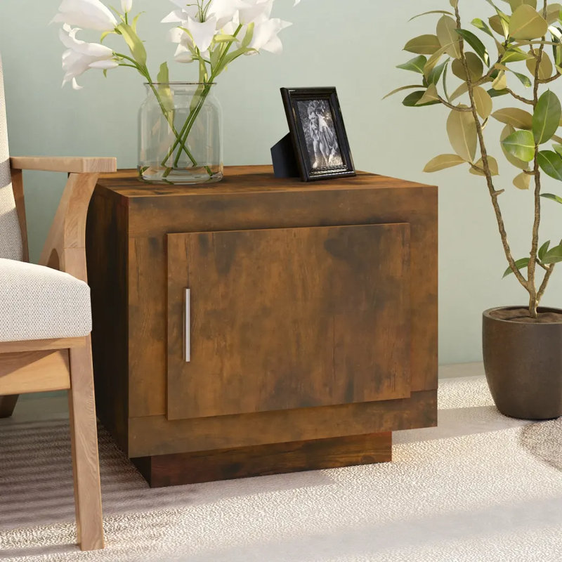 Jahna Solid Coffee Table with Storage, Smoked Oak
