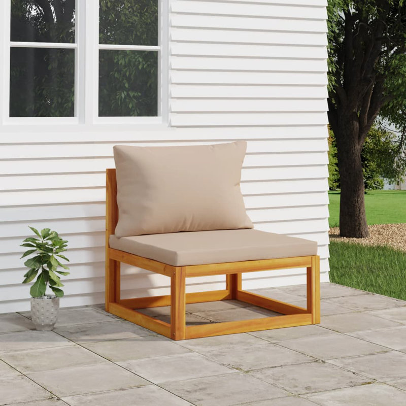 Canapé de patio avec coussins Ebern Designs, Taupe