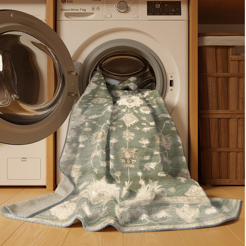 Tapis brun lavable à la machine, Rond 8 pi
