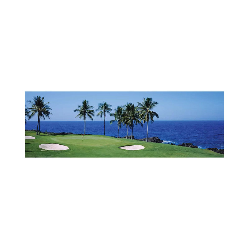 Golf Course at the Oceanside, Kona Country Club Ocean Course, Kailua Kona, Hawaii, USA 1 Piece Wrapped Canvas Panoramic Wall Art