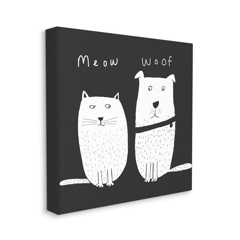 Paire de chat et de chien pour enfants Meow Wouf, H 24 po x l 24 po x P 1,5 po, Toile tendue