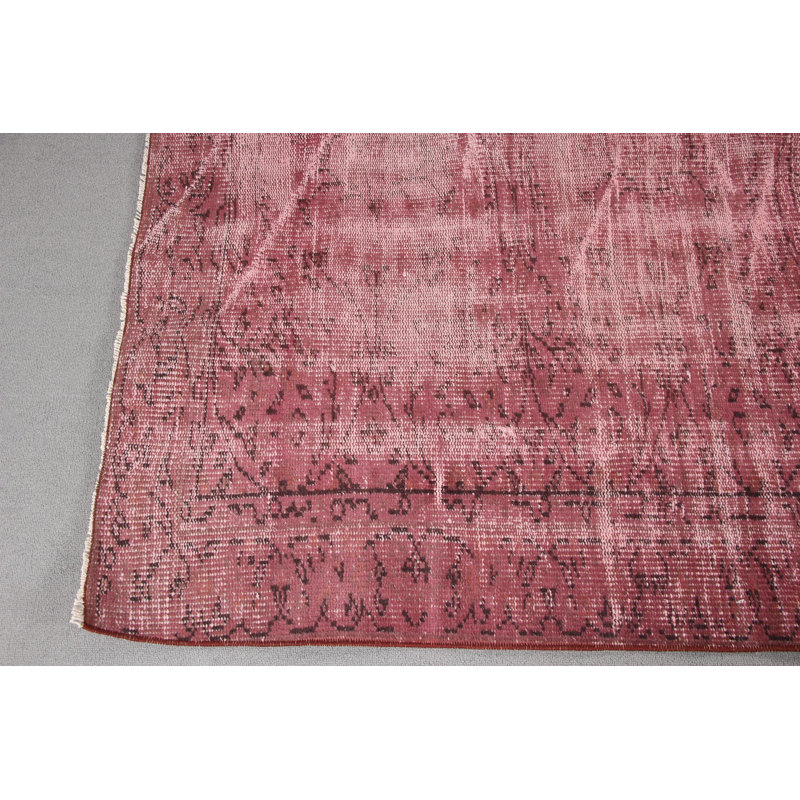 Grand tapis turc rétro Anatolian en mauve pour une utilisation dans la salle à manger avec un design surteint et un style Oushak