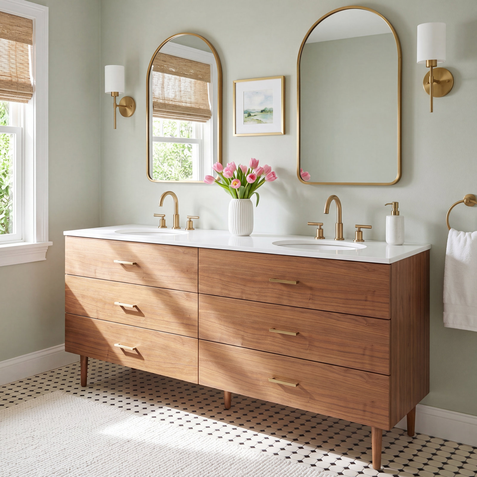 Dondi 72" Walnut Double Bathroom Vanity