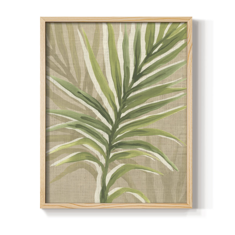 Impression sur toile de jute Palm Frond I - bois massif, Naturel, H 21 po x l 17 po