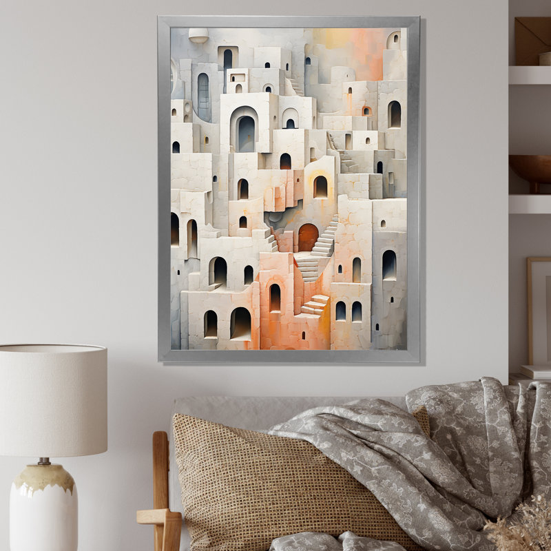 Minimalisme des forteresses I sur toile, H 32 po x l 16 po x P 1 po, Cadre simple argenté