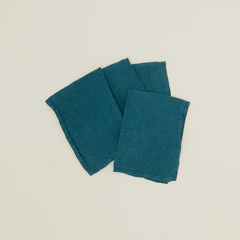 Serviette simple en lin, Paon