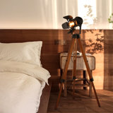 Modern Industrial Metal Wooden Nautical Cinema Tripod Floor Lamp- Retro Adjustable Rustic Reading Adjustable Desk Table Lamp For Living Room
