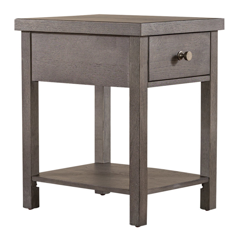 Drawer Chair Side Table, Dark Gray