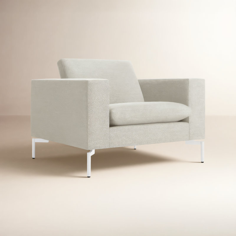 New Standard Upholstered Armchair, White, Spitzer Gray 100% Polyester