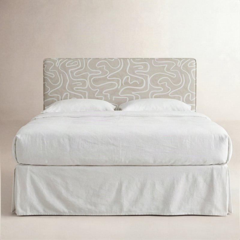 Marquise Upholstered Headboard, Queen, Evelyn Natural Asbtract