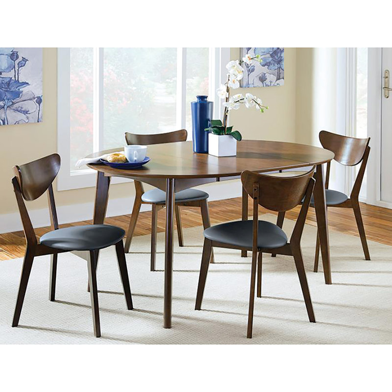 Chaises Mid-Century modernes, finition noyer foncé, base noire