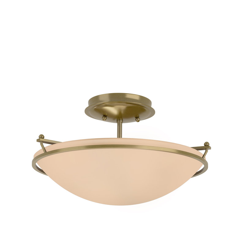 Plafonnier semi-encastré Simple Lines, Sable, Laiton moderne, H 7,1 po x l 14,5 po x P 14,5 po