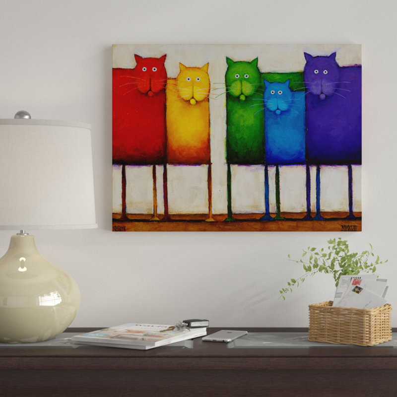 " Rainbow Cats ", 35" H x 47" W x 2" D, Wrapped Canvas