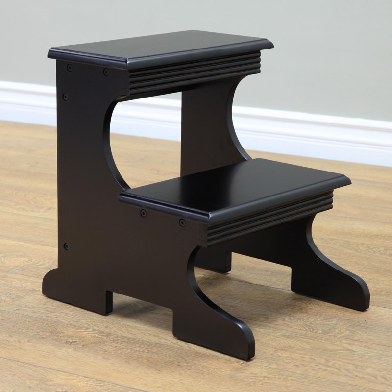 Crestside 2 - Step Wood Step Stool, Black