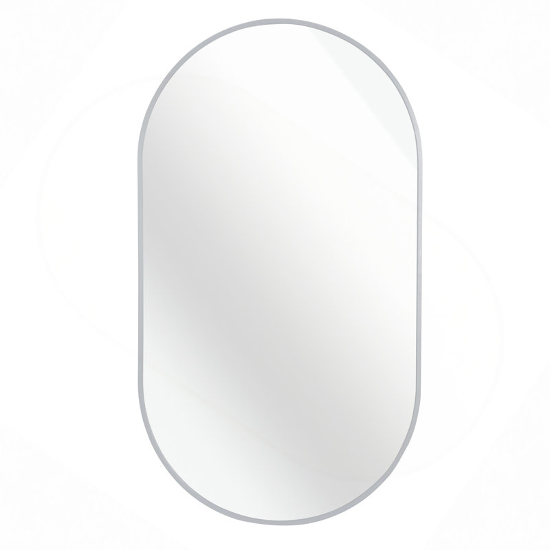 Miroir ovale en métal, Argent argent, 33 po x 20 po