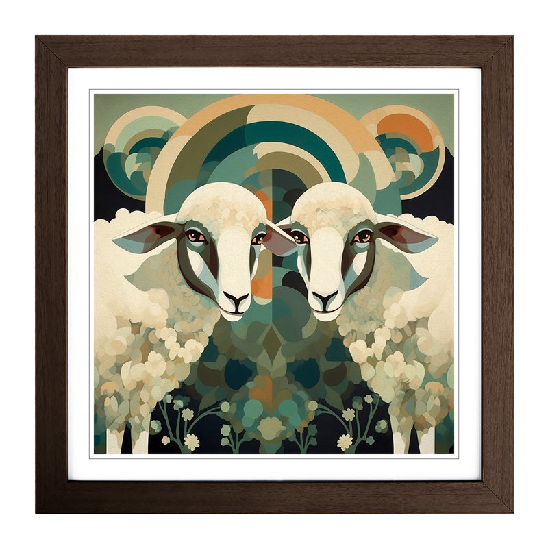 Sheep Deco No.1 - Framed Print, Walnut